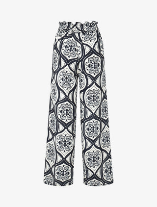 Pantalon élastiqué à imprimé graphique - Marine