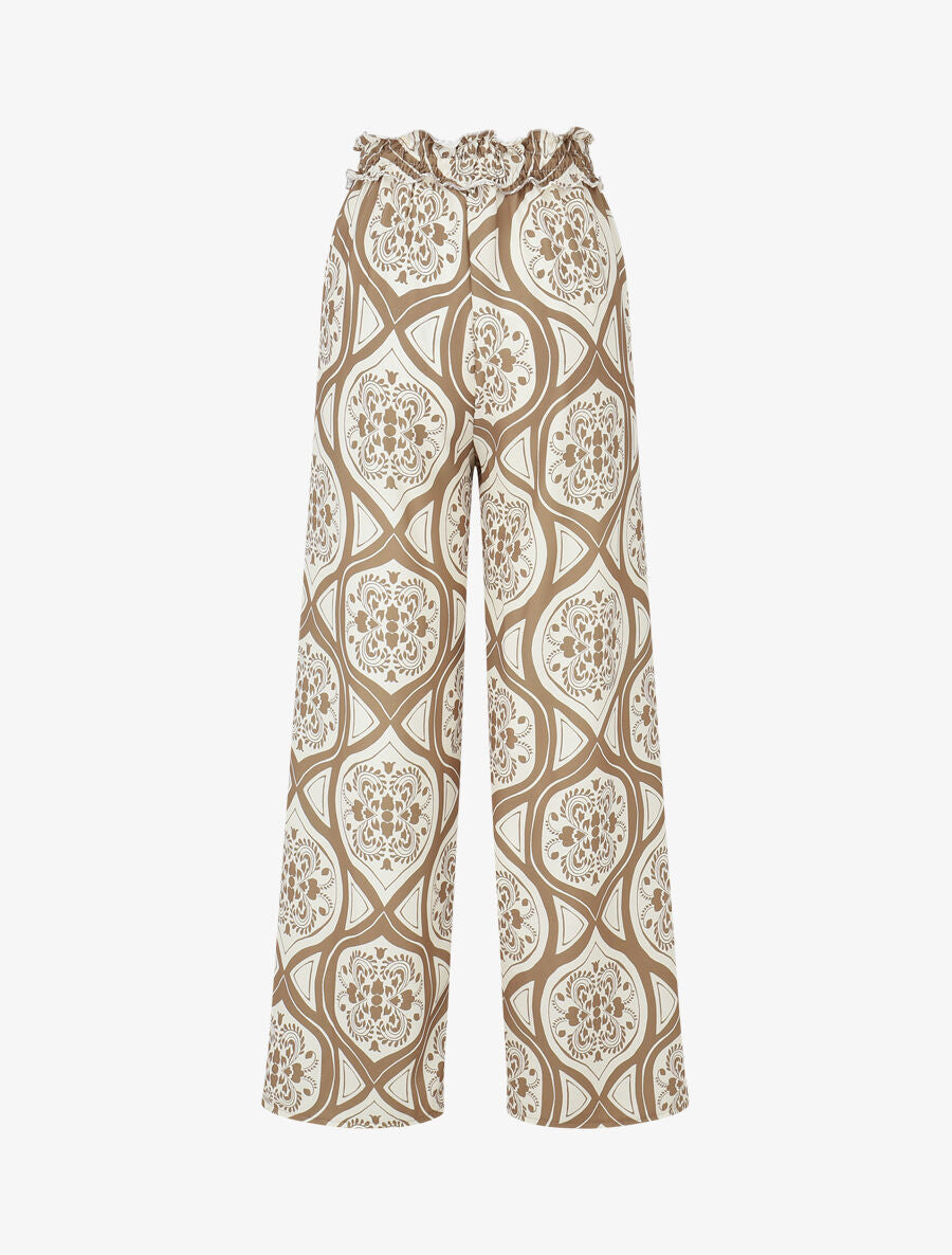 Pantalon élastiqué à imprimé graphique - Camel