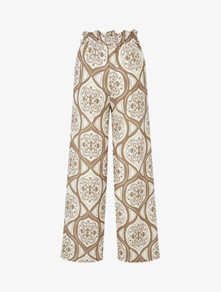 Pantalon élastiqué à imprimé graphique - Camel