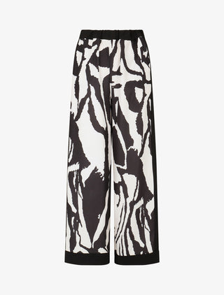 Pantalon droit taille haute imprimé graphique - Noir