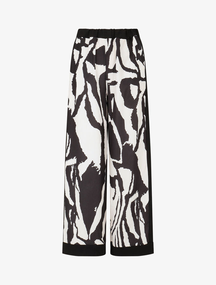 Pantalon droit taille haute imprimé graphique - Noir