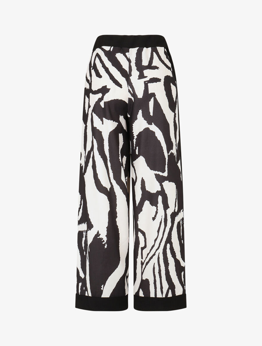 Pantalon droit taille haute imprimé graphique - Noir