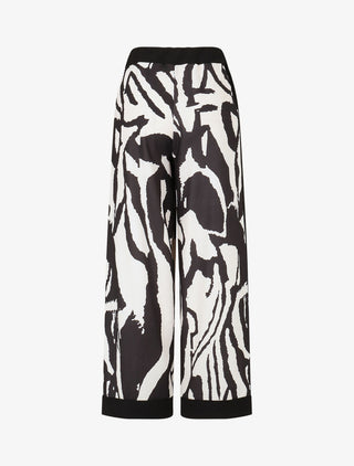 Pantalon droit taille haute imprimé graphique - Noir