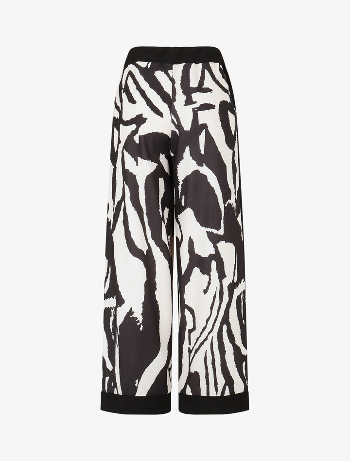 Pantalon droit taille haute imprimé graphique - Noir