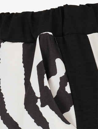 Pantalon droit taille haute imprimé graphique - Noir