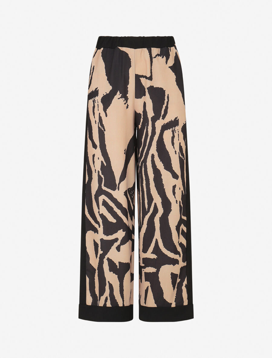Pantalon droit taille haute imprimé graphique - Camel