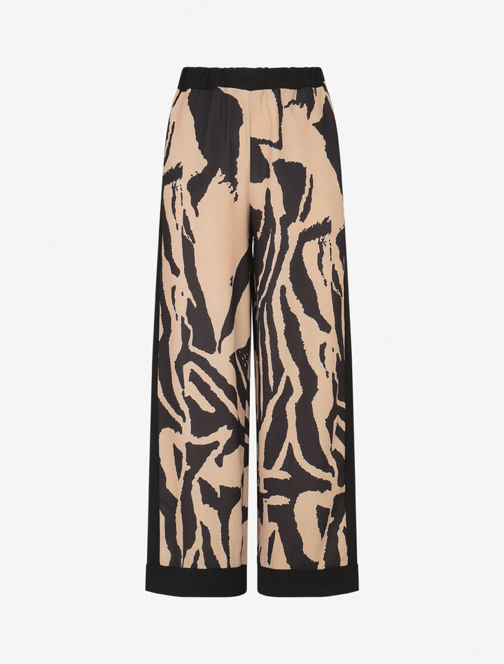Pantalon droit taille haute imprimé graphique - Camel