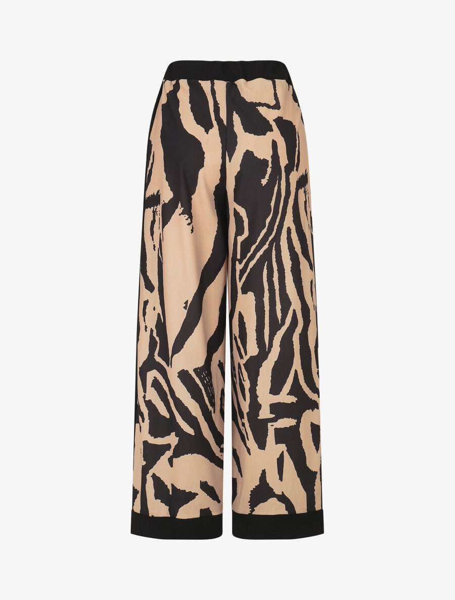 Pantalon droit taille haute imprimé graphique - Camel