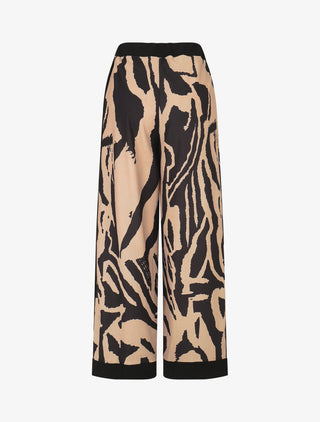 Pantalon droit taille haute imprimé graphique - Camel
