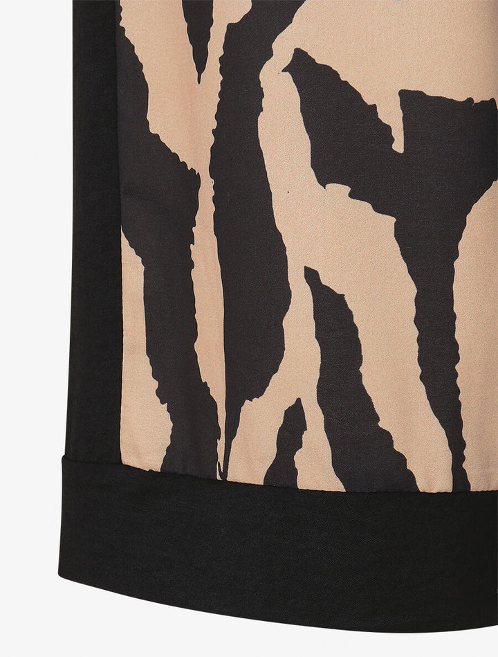 Pantalon droit taille haute imprimé graphique - Camel