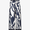 Pantalon droit taille haute imprimé graphique - Marine
