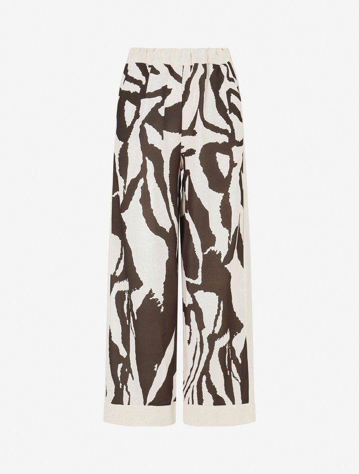 Pantalon droit taille haute imprimé graphique - Marron