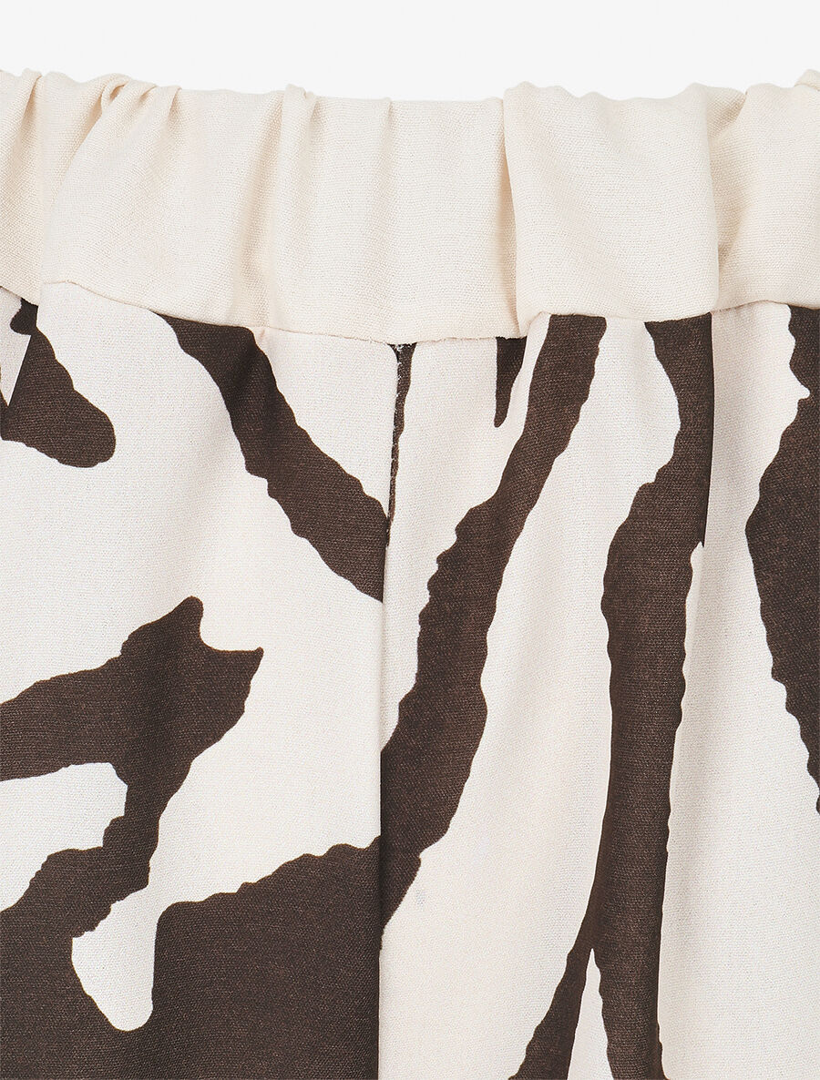 Pantalon droit taille haute imprimé graphique - Marron