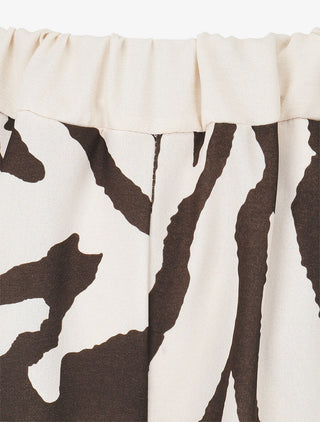 Pantalon droit taille haute imprimé graphique - Marron