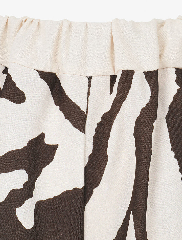 Pantalon droit taille haute imprimé graphique - Marron