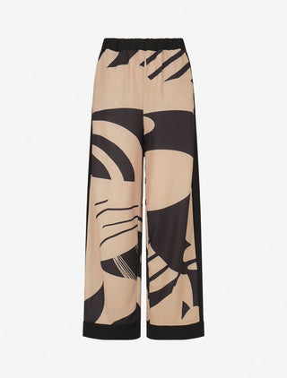 Pantalon droit taille haute imprimé fantaisie - Camel