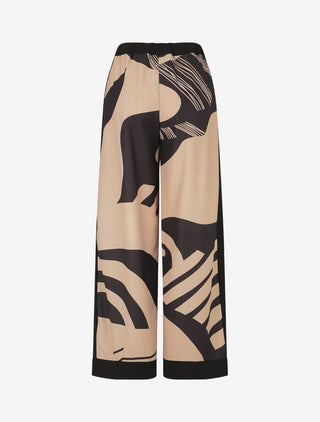 Pantalon droit taille haute imprimé fantaisie - Camel