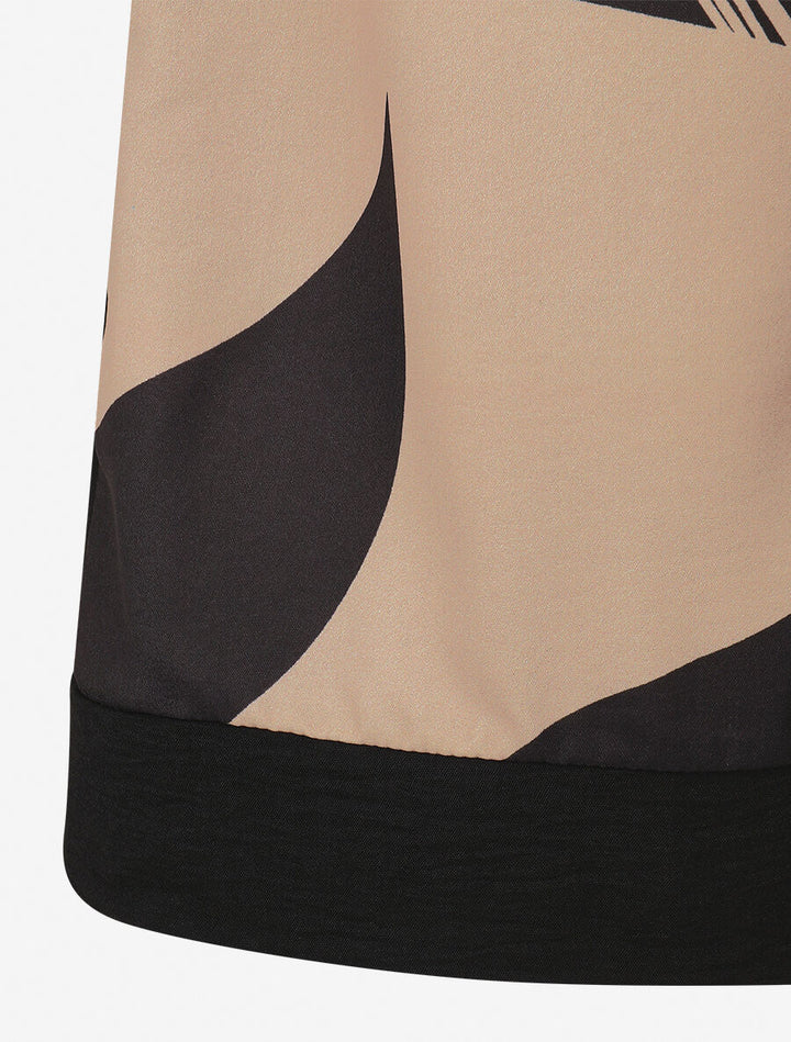 Pantalon droit taille haute imprimé fantaisie - Camel