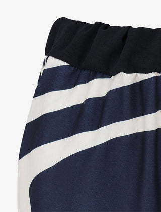 Pantalon droit taille haute imprimé fantaisie - Marine