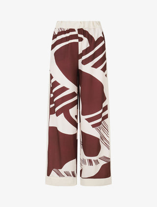 Pantalon droit taille haute imprimé fantaisie - Bordeaux