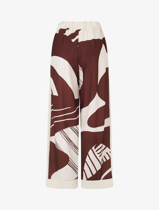 Pantalon droit taille haute imprimé fantaisie - Bordeaux