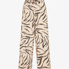 Pantalon satiné taille haute à motif doré - Beige