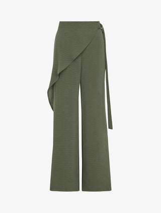 Pantalon fluide à pan drapé - Kaki
