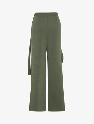 Pantalon fluide à pan drapé - Kaki