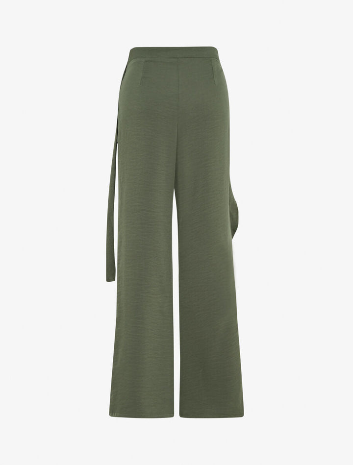 Pantalon fluide à pan drapé - Kaki