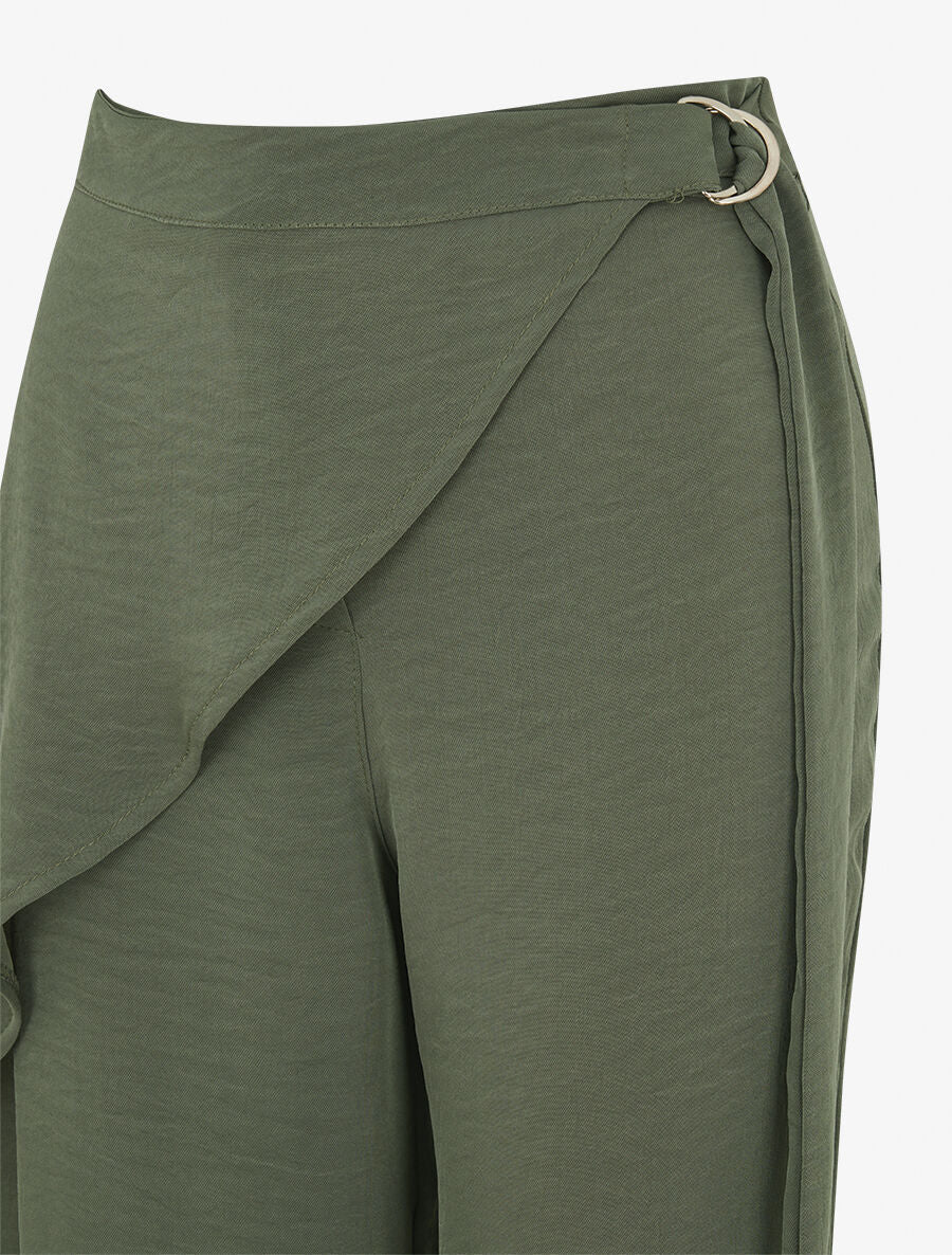 Pantalon fluide à pan drapé - Kaki