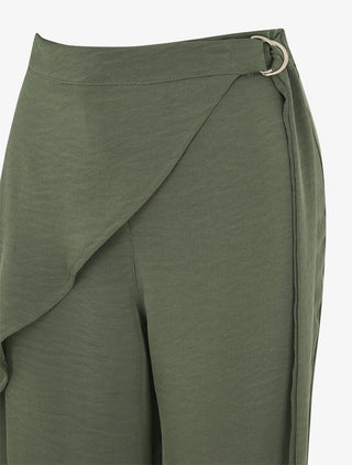 Pantalon fluide à pan drapé - Kaki
