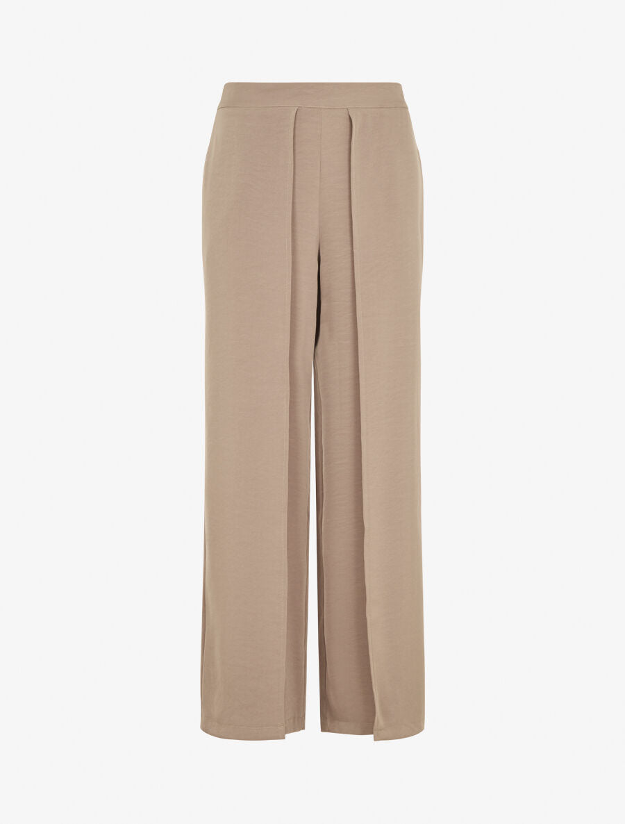 Pantalon fluide à double pans - Taupe