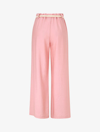 Pantalon uni à taille élastiquée - Rose