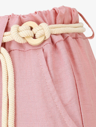 Pantalon uni à taille élastiquée - Rose