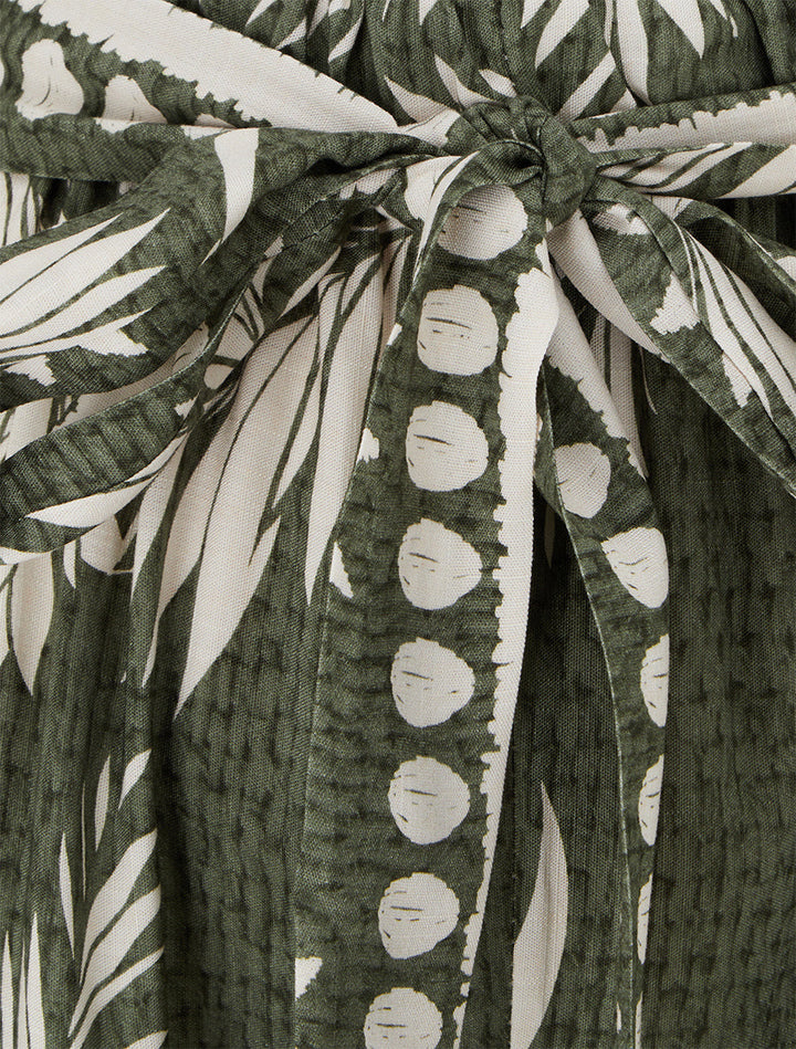 Pantalon élastiqué coupe droite imprimé tropical - Kaki