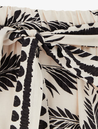 Pantalon élastiqué coupe droite imprimé tropical - Noir