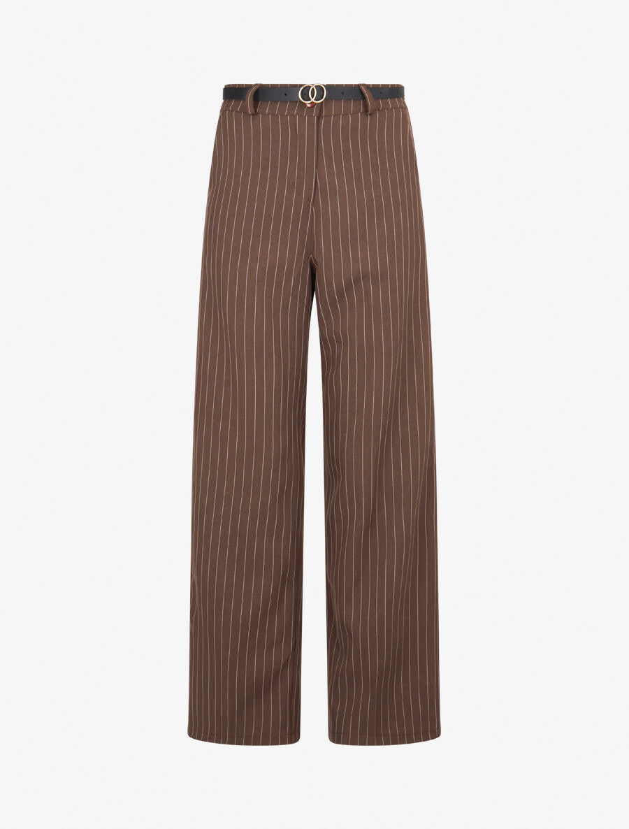 Pantalon de tailleur à fines rayures - Marron