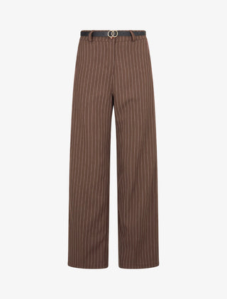 Pantalon de tailleur à fines rayures - Marron