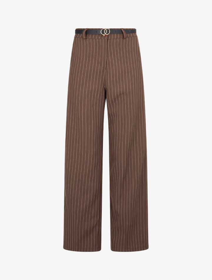 Pantalon de tailleur à fines rayures - Marron