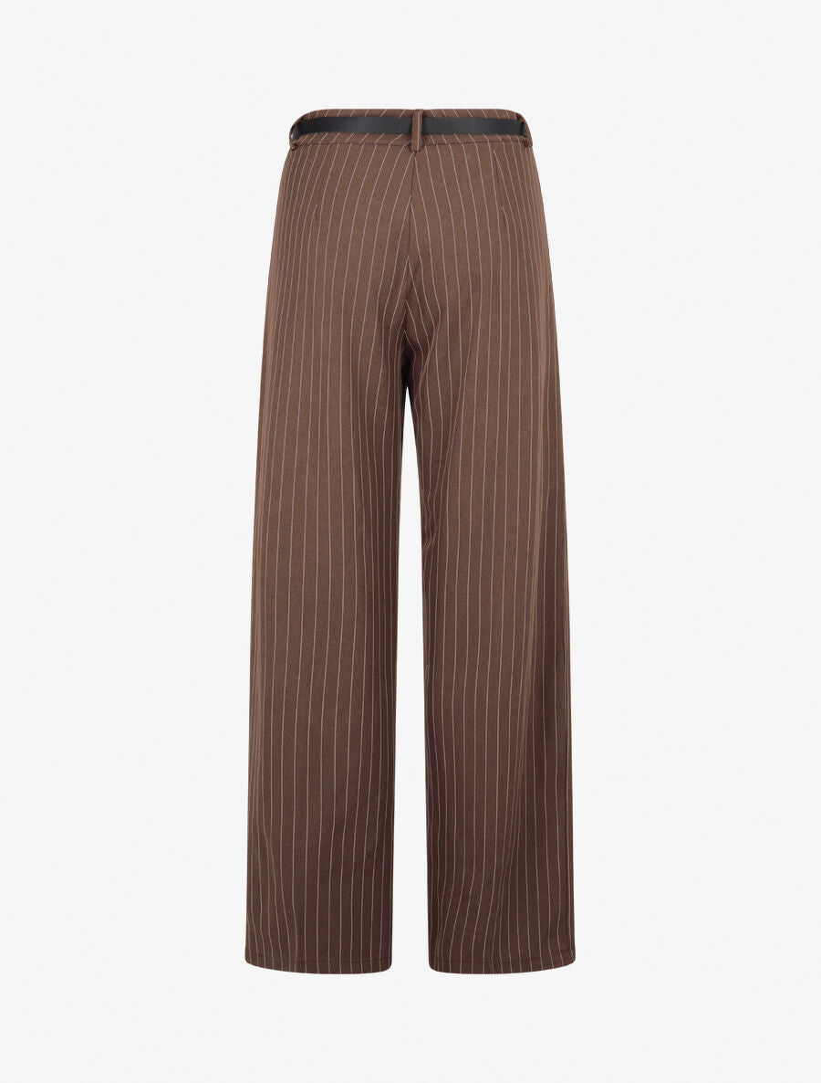 Pantalon de tailleur à fines rayures - Marron