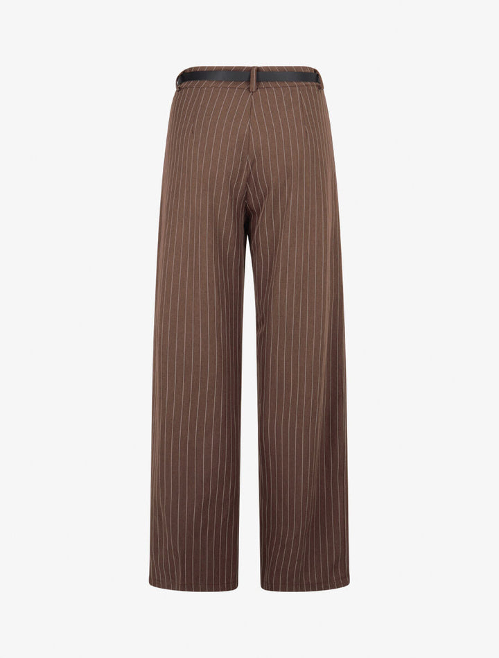 Pantalon de tailleur à fines rayures - Marron