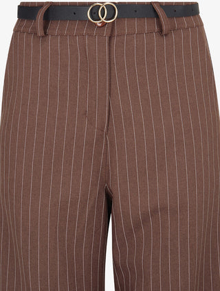 Pantalon de tailleur à fines rayures - Marron