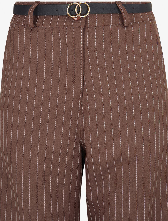 Pantalon de tailleur à fines rayures - Marron