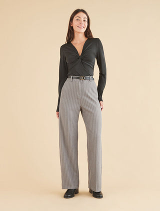 Pantalon de tailleur à fines rayures - Gris