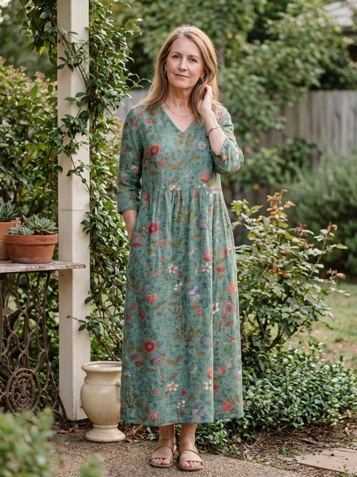 Marina | Robe maxi fluide et élégante à imprimé floral