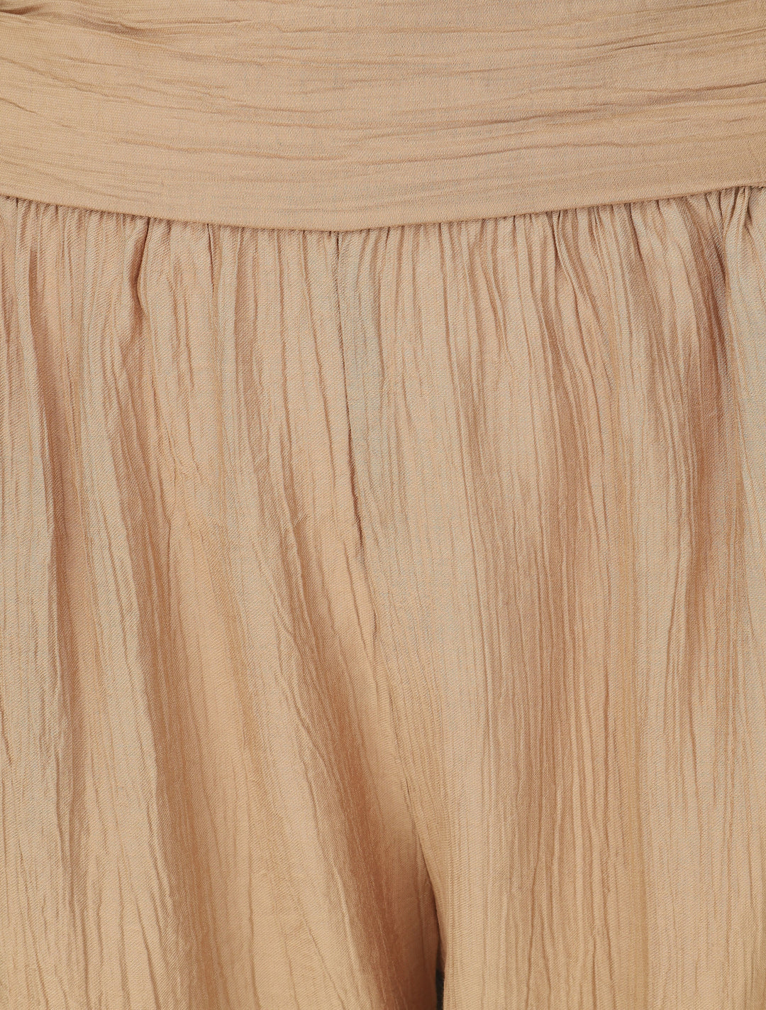 Pantalon droit taille haute plissée - Beige