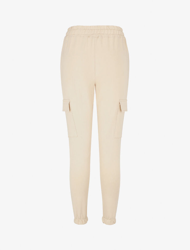 Jogging style cargo taille haute - Beige