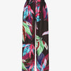 Pantalon ample taille haute imprimé feuilles - Noir