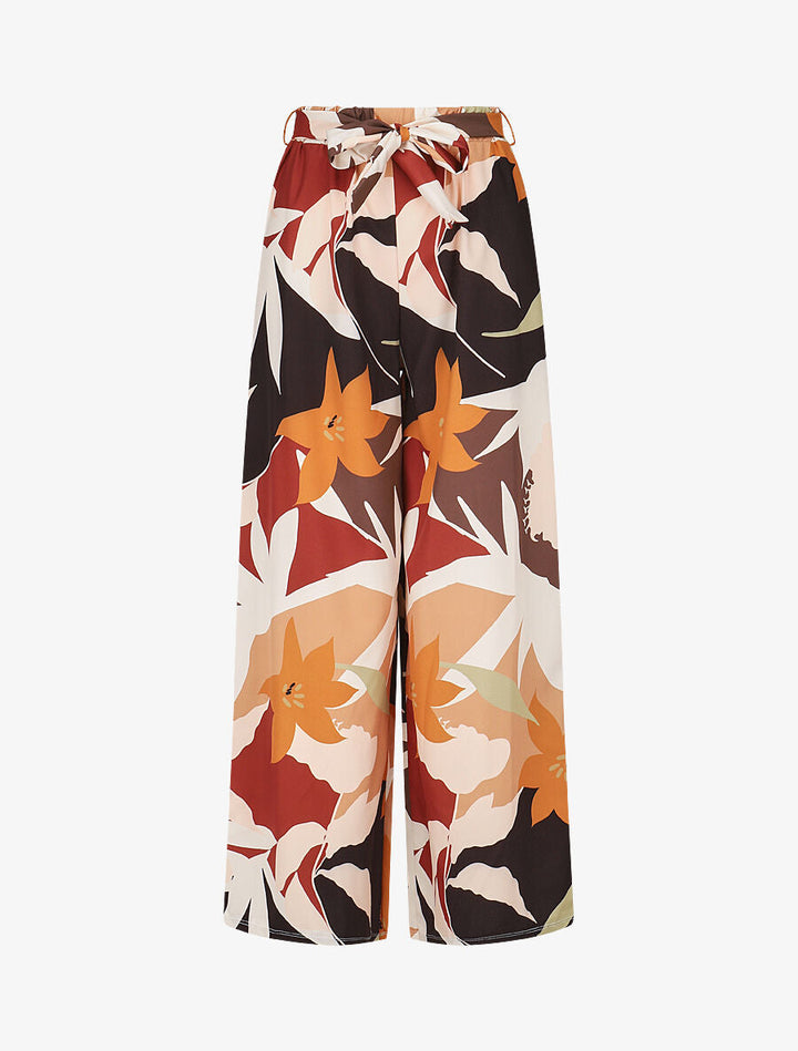 Pantalon ample imprimé grandes fleurs - Noir