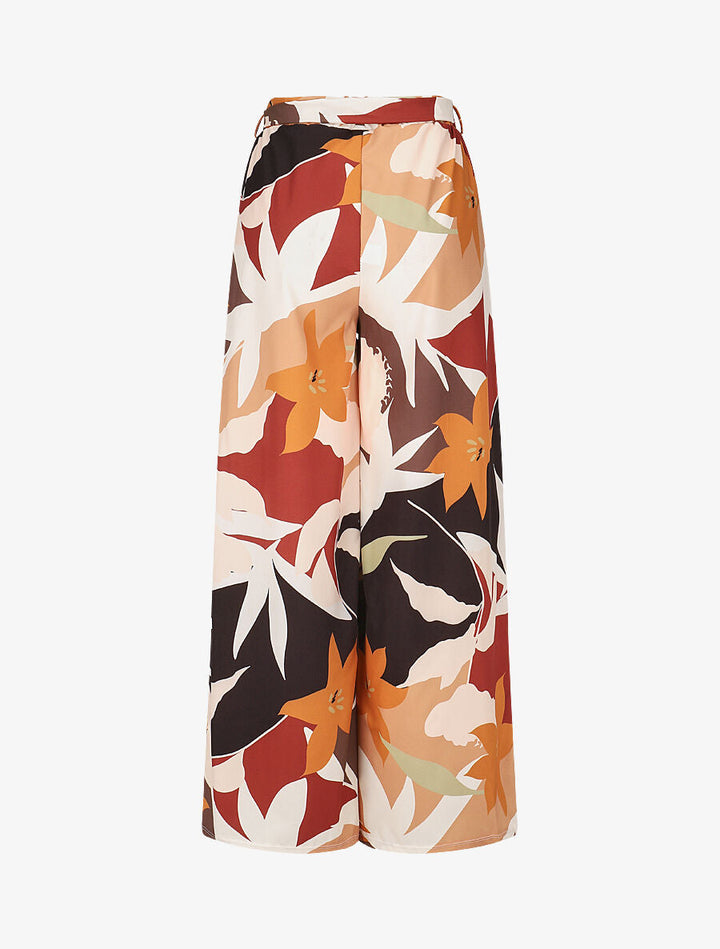 Pantalon ample imprimé grandes fleurs - Noir